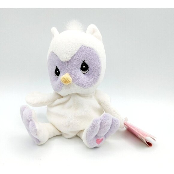 Precious Moments Tender Tails “Hoot the Owl” Plush White Purple 9" Enesco - Picture 1 of 5
